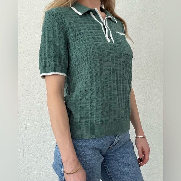 Abercrombie Green Textured Polo Knit Top – XS - Picture 6 of 8
